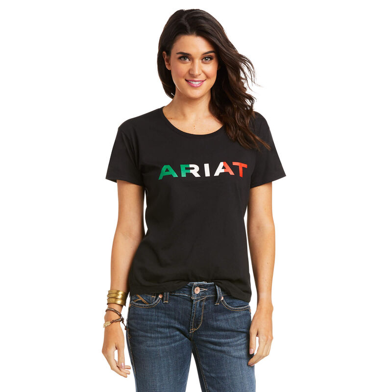 Camisetas Ariat Viva Mexico Negras Mujer - Chile 597-FAGJTO